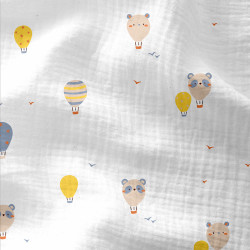 Printed Double Gauze ALAIN White / Yellow